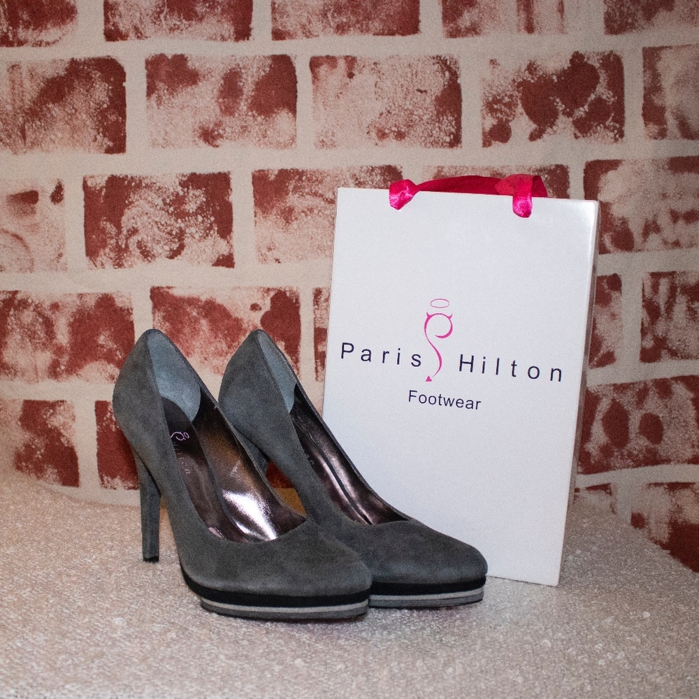 Gray Suede Paris Hilton Heels